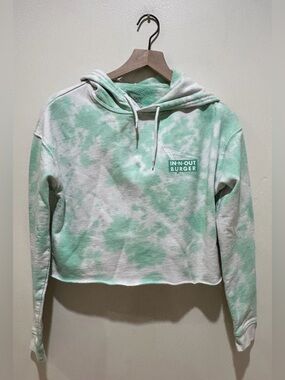 In-N-Out Burger Green & White Tie Dye Cropped Hoodie Sweatshirt - Women’s XS